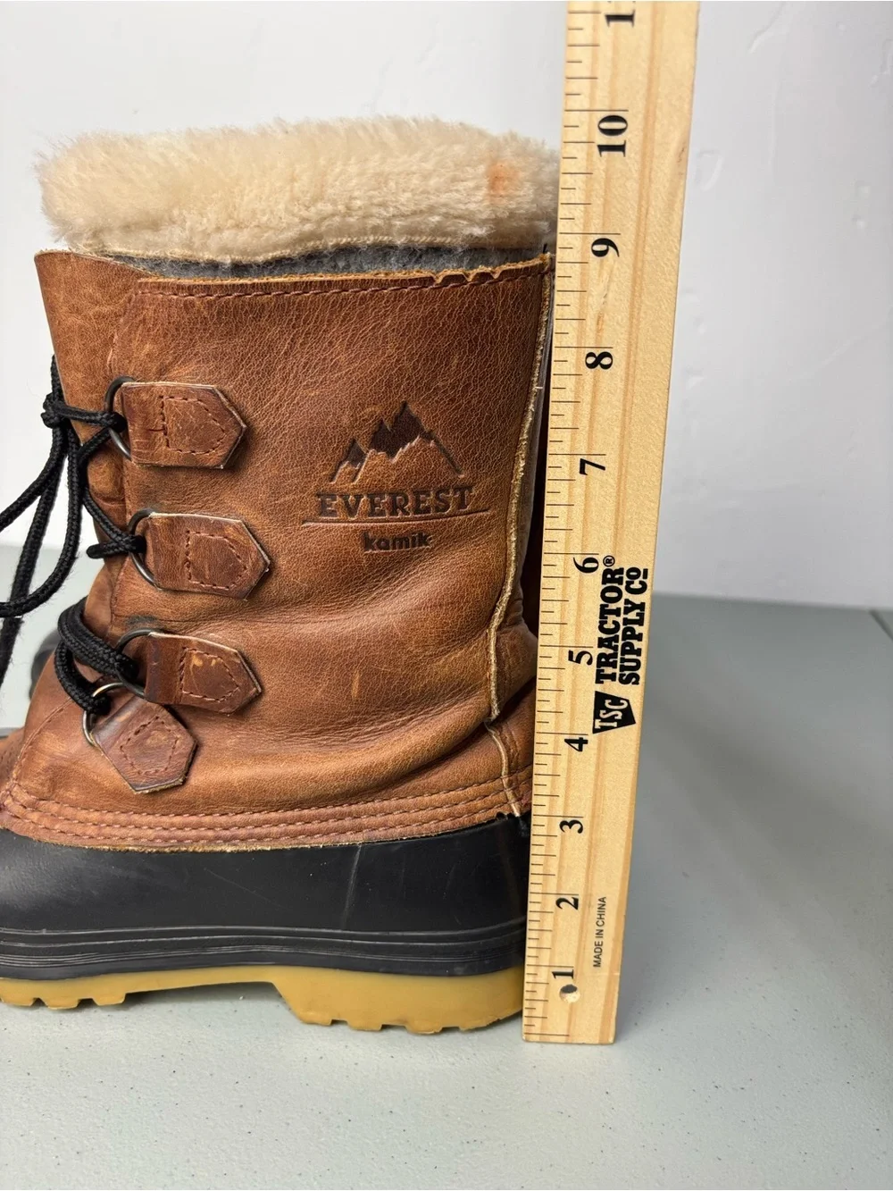 Kamik Everest Women's Snow Boot Winter Shearling Size 9M Leather Duck Boot Brown